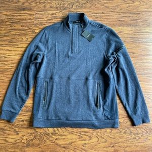 Bugatchi Long Sleeve Quarter Zip Pullover - Color “Midnight” - Size Large - NWT